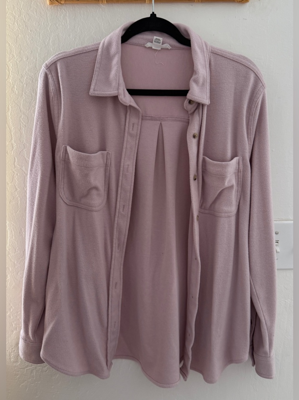 beachlunchlounge Soft Mauve Button-Up Fleece Shirt